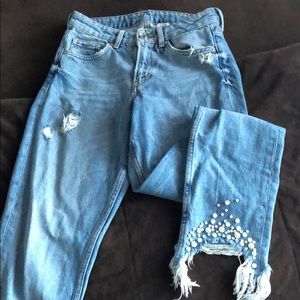 Pearl detail jeans